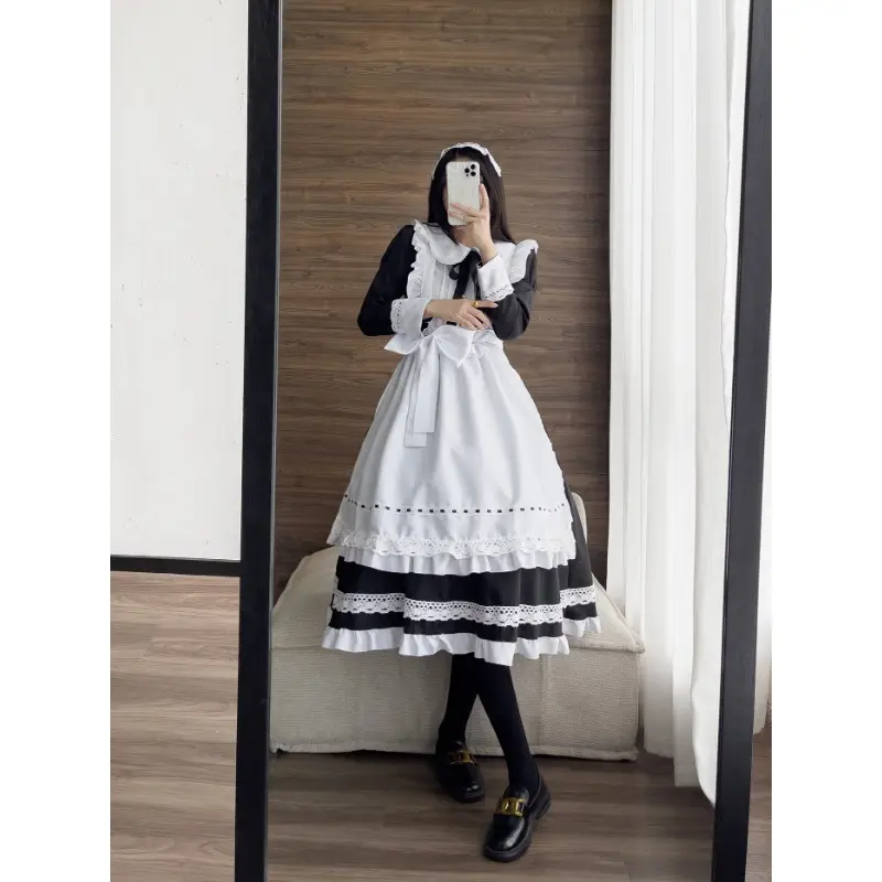 Traditional Maid Long Dress Long Sleeved Maid Costume Fake Girl British Butler Japanese Uniform Cute Dress Resistant to Dirt