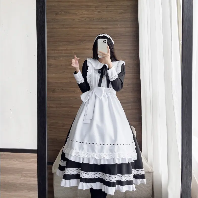Traditional Maid Long Dress Long Sleeved Maid Costume Fake Girl British Butler Japanese Uniform Cute Dress Resistant to Dirt