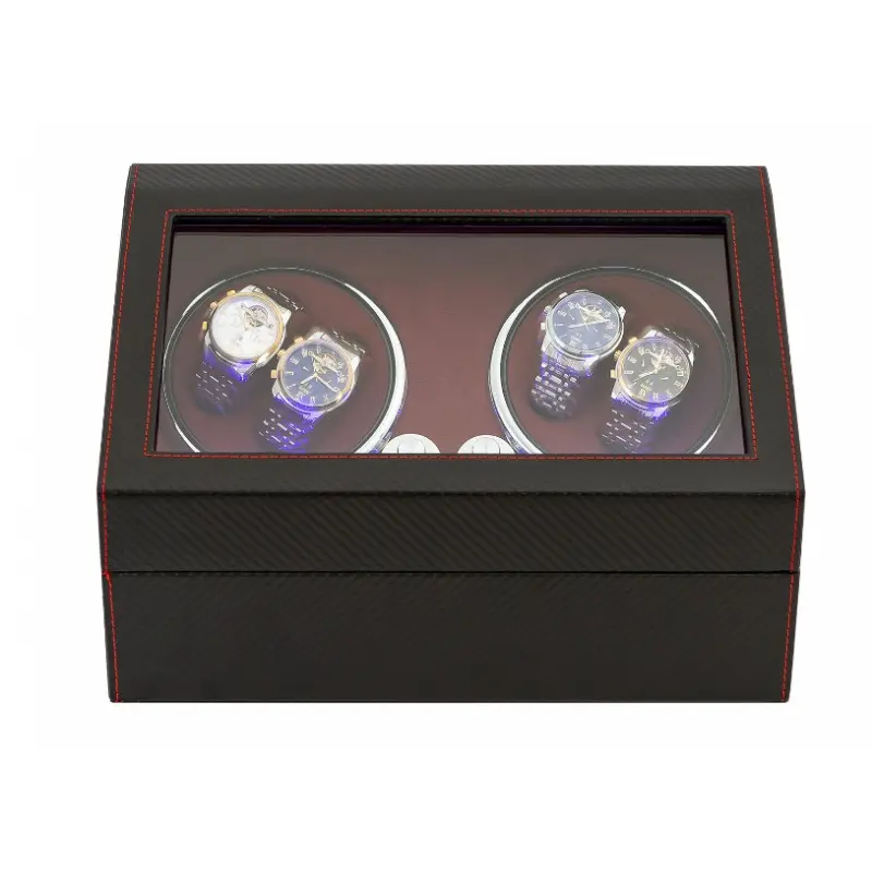 High Quality Automatic Watch Shaker Watch Storage Watch Display Case for 4 Automatic with Extra 6 Watch Storage LED Illumination