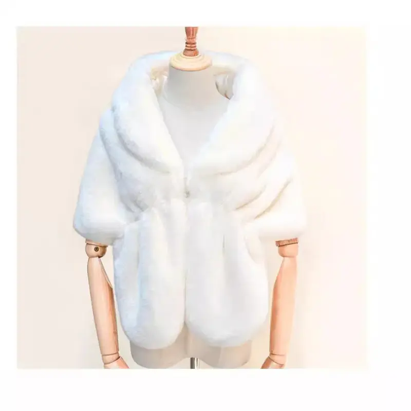 Dress New Winter Women's Hair Shawl Warm Commuting Casual Fashion Imitation Rabbit Hair Shawl Fur Cloak Shoulder Jacket