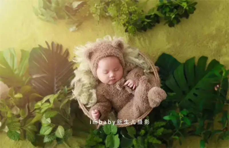 0-2Month Newborn Photography Props Romper Baby Boy Bear Bodysuits Outfit Kids for Costume Photography Clothing Accessories Set