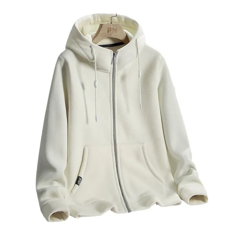 Woman Long Sleeve Washed Zipper Cardigan Hoodies Loose Casual Fleece Solid Color Jacket Women's Autumn Winter Warm Pullovers