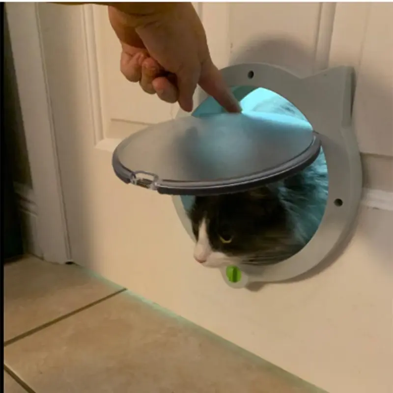 Cat Door with 4 Way Locking Cat Flap for Interior Doors/ Exterior Doors Wall/Hidden Cat Litter Box Pet Lockable Safe Flap