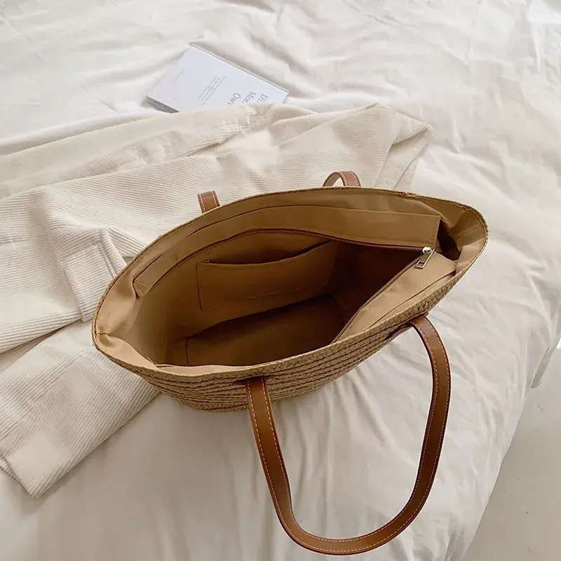 Women's Large Capacity Shoulder Bag Summer Woven Basket Handbag Fashionable Women's Beach Bag Bali Shopping Handbag Shoulder Bag