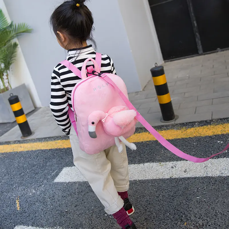 Anti Go Lost Kid Small Backpack Cartoon Plush Baby Bags Cute Animal Flamingo Children School Backpack Outing Leisure Bag