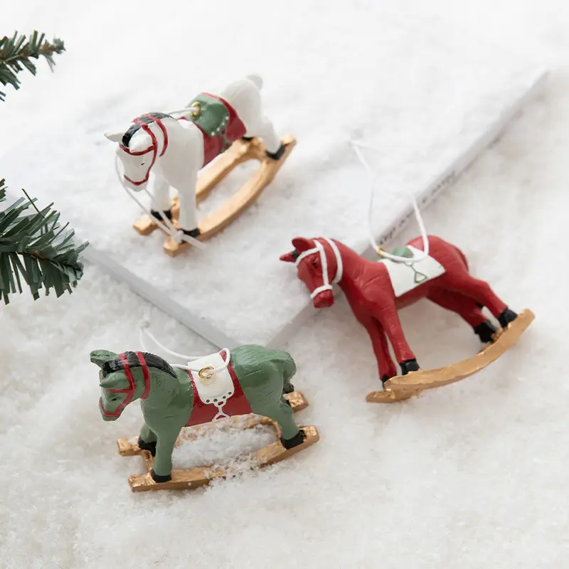 New Product Christmas Three-dimensional Rocking Horse Small Pendant Christmas Tree Decoration Pendant Retro Christmas Decoration