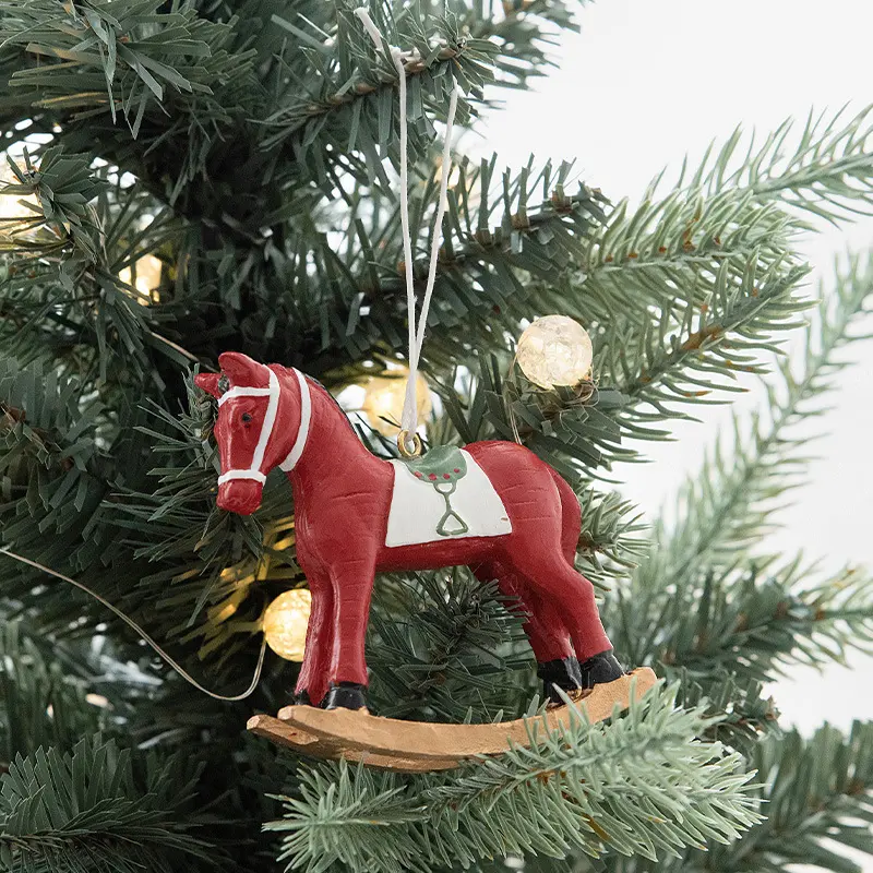 New Product Christmas Three-dimensional Rocking Horse Small Pendant Christmas Tree Decoration Pendant Retro Christmas Decoration