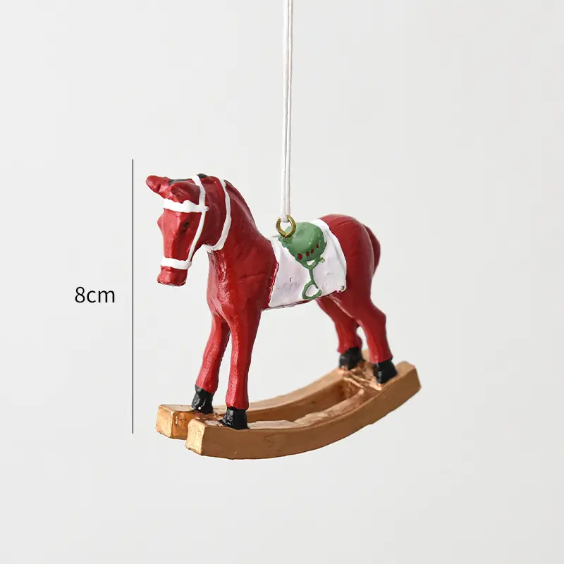 New Product Christmas Three-dimensional Rocking Horse Small Pendant Christmas Tree Decoration Pendant Retro Christmas Decoration