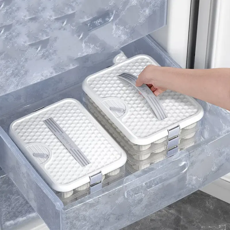 Dumpling Box 3 or 4Layers Freezer Safe Stackable Snack Container Date Timer Refrigerator Organizer Cookie Storage Containers For