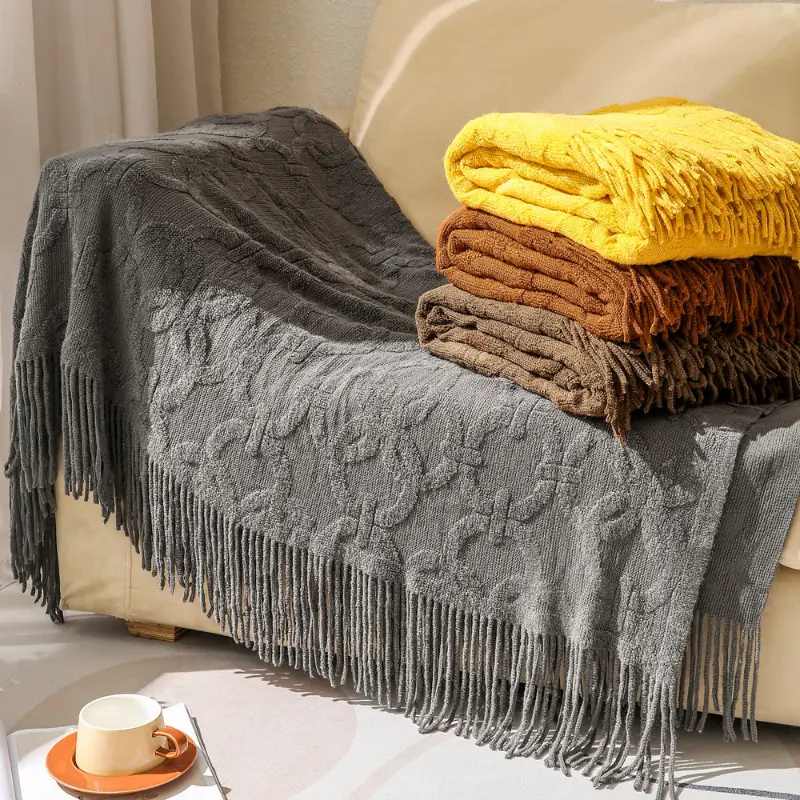 Nordic Plaid Blanket For Bed Sofa Cover Blankets Bedspread for Sofa decorative With Tassel Solid color throw Blanket knitted