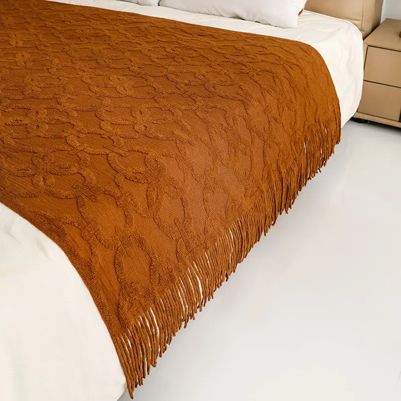 Nordic Plaid Blanket For Bed Sofa Cover Blankets Bedspread for Sofa decorative With Tassel Solid color throw Blanket knitted
