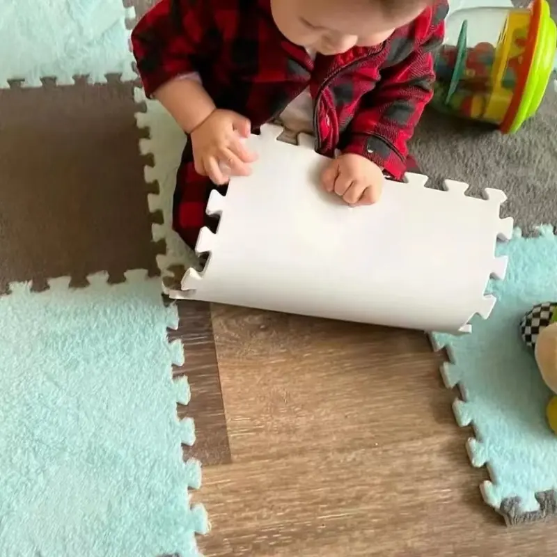 10pcs Soft Plush Baby Play Mat EVA Foam Children's Carpet Interlocking Exercise Tiles Floor Carpet And Rug for Kids Pad 30x30 CM
