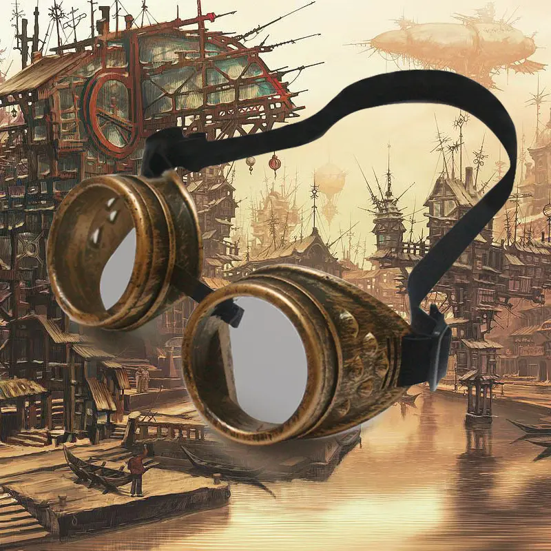 Motorcycle Sunglasses Fashion Steampunk Glasses Round Oversized Goggles Welding Punk Glasses Cosplay Decorations Dress Up Props