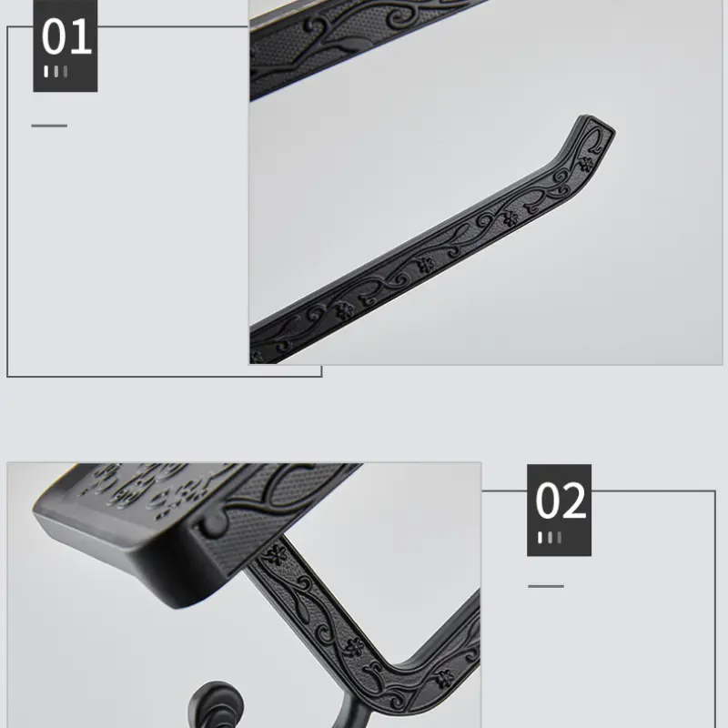 Toilet Paper Holder Punch-free Space Aluminum Roll Paper Holder Bathroom Toilet Paper Towel Holder 2-in-1 with Hook