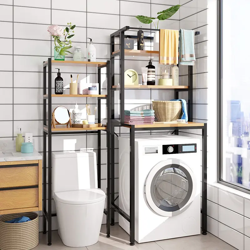 TOILET Storage Organizer Shelf Washing Machine Shelf Carbon Steel Toilet Storage Rack Standing Bathroom Organizer Shelves