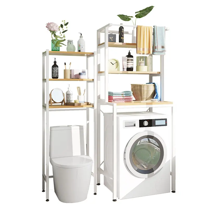TOILET Storage Organizer Shelf Washing Machine Shelf Carbon Steel Toilet Storage Rack Standing Bathroom Organizer Shelves
