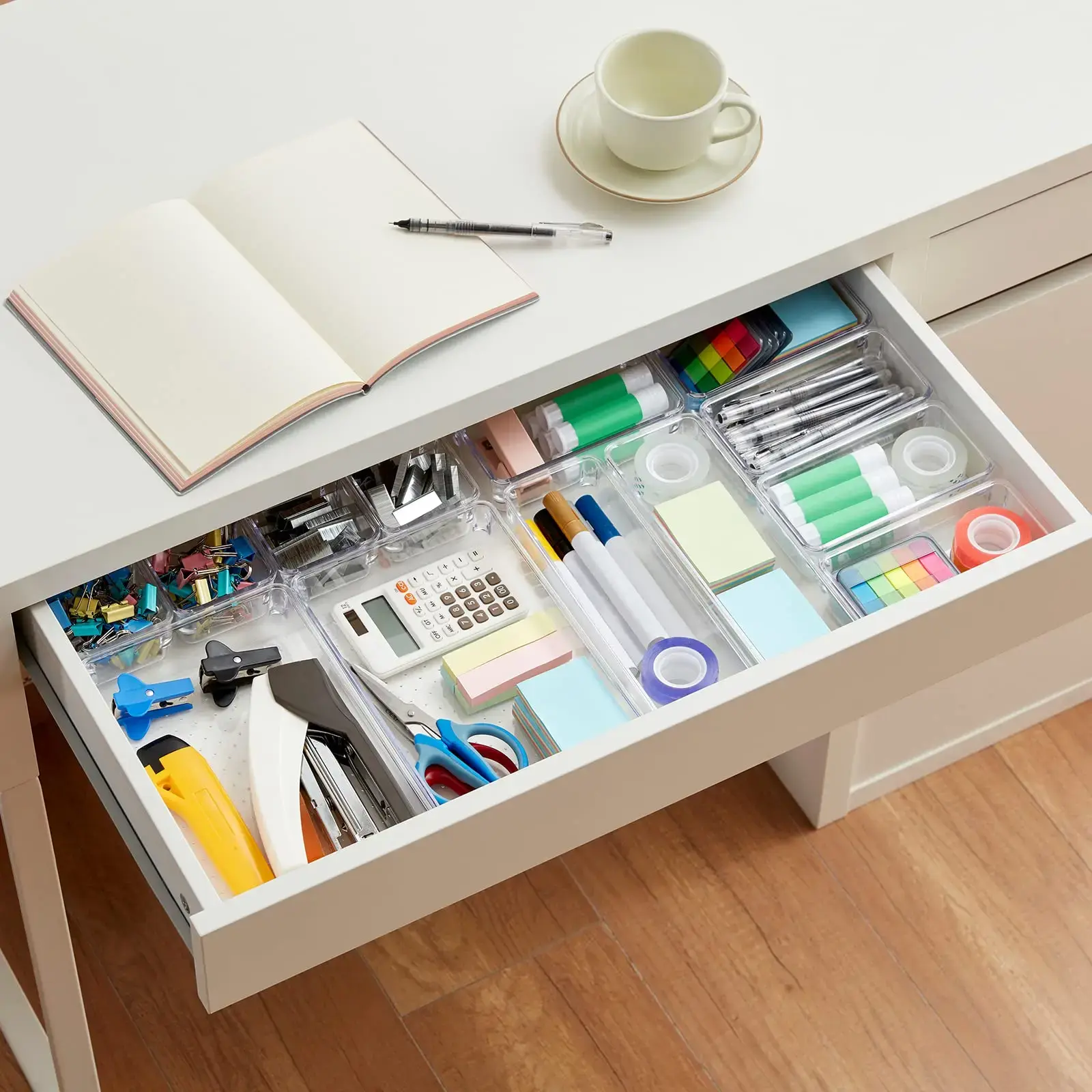1/8pcs Drawer Organizers Transparent Storage Boxes Bins Case for Utensil Cosmetic Groceries Kitchen Tableware Office Desk Shelf
