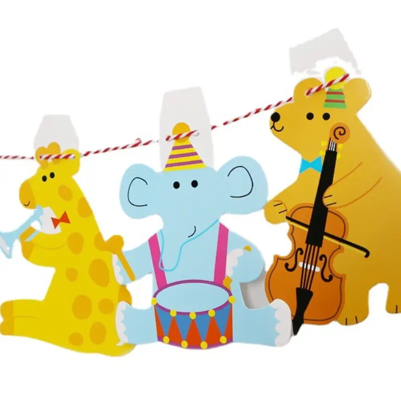 Cartoon Animal Banner Bunting Kindergarten Hanging Cute Animals Birthday Flag Party Supplies Decoration DIY Paper Flags