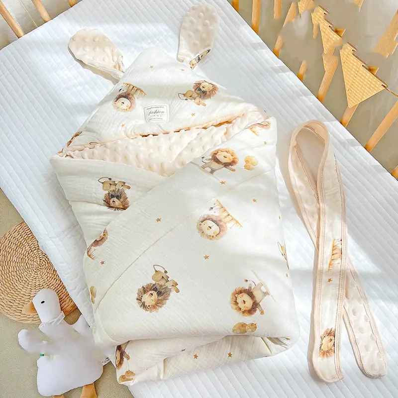 Comfortable Newborn Baby Blanket Breathable Baby Blanket Cute Ear Baby Wrap Blanket Breathable Baby Blanket for All Seasons