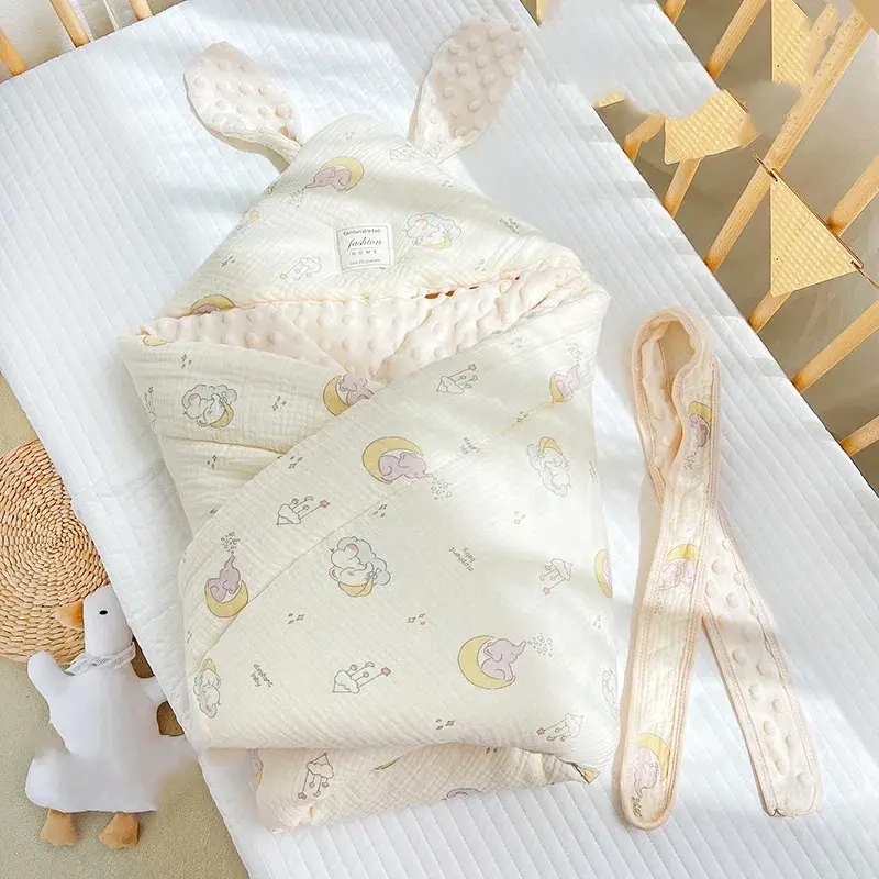 Comfortable Newborn Baby Blanket Breathable Baby Blanket Cute Ear Baby Wrap Blanket Breathable Baby Blanket for All Seasons