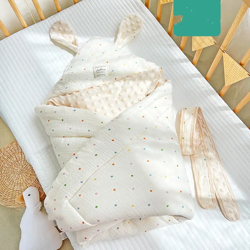 Comfortable Newborn Baby Blanket Breathable Baby Blanket Cute Ear Baby Wrap Blanket Breathable Baby Blanket for All Seasons