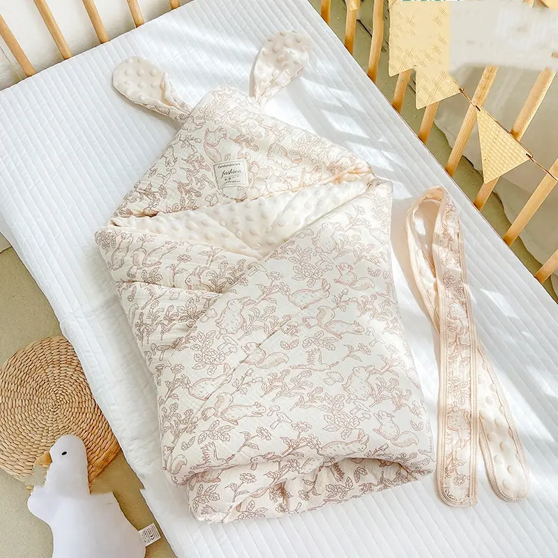 Comfortable Newborn Baby Blanket Breathable Baby Blanket Cute Ear Baby Wrap Blanket Breathable Baby Blanket for All Seasons