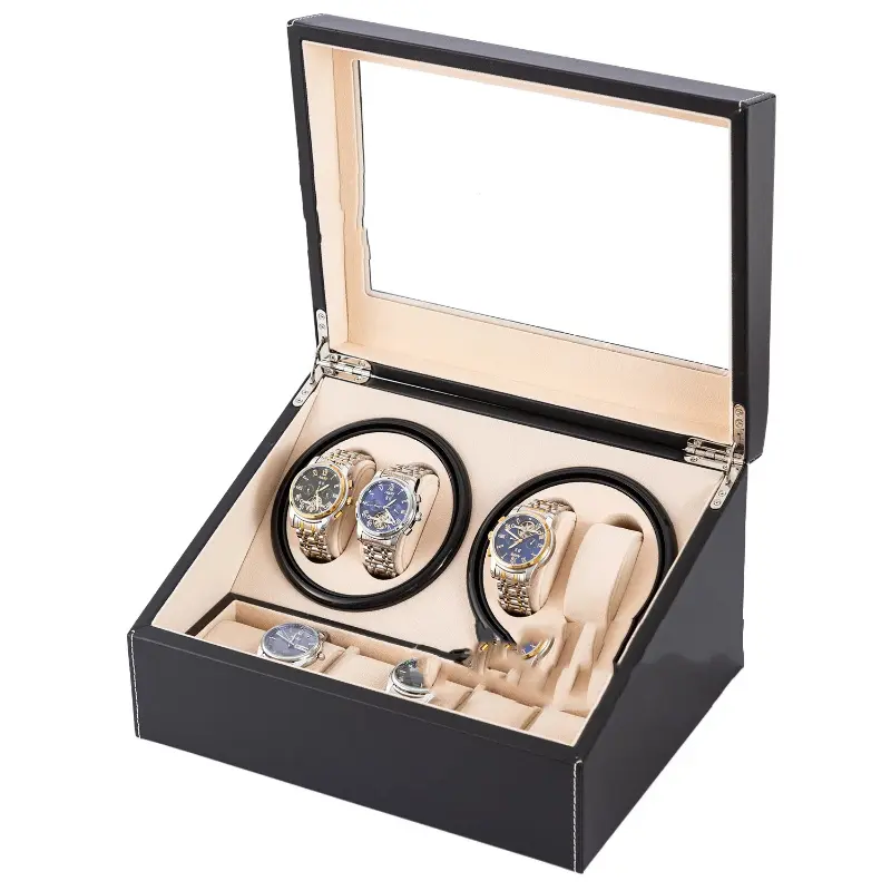 Storage Display Case 4+6 Automatic Rotation Leather Wood Watch Winder with Pillow Luxury Box Shake Meter High End Leather