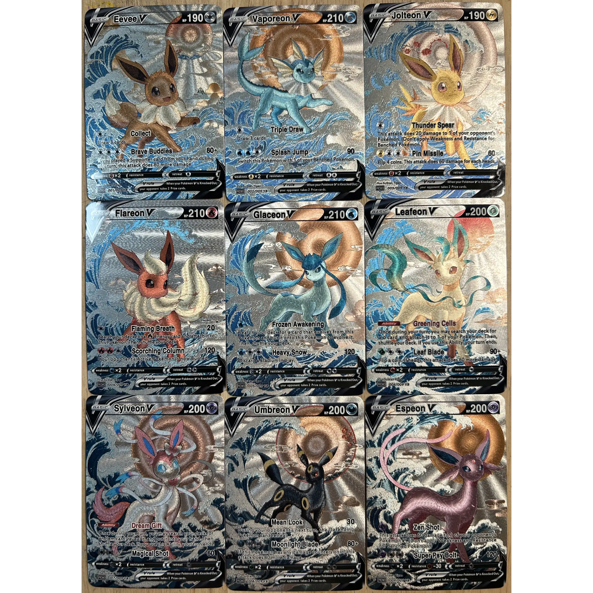 3Pcs/set PTCG Zekrom Reshiram Victini Texture Flash Card Eevee Umbreon Lunala Self Made Classic Game Anime Collection Cards Toy