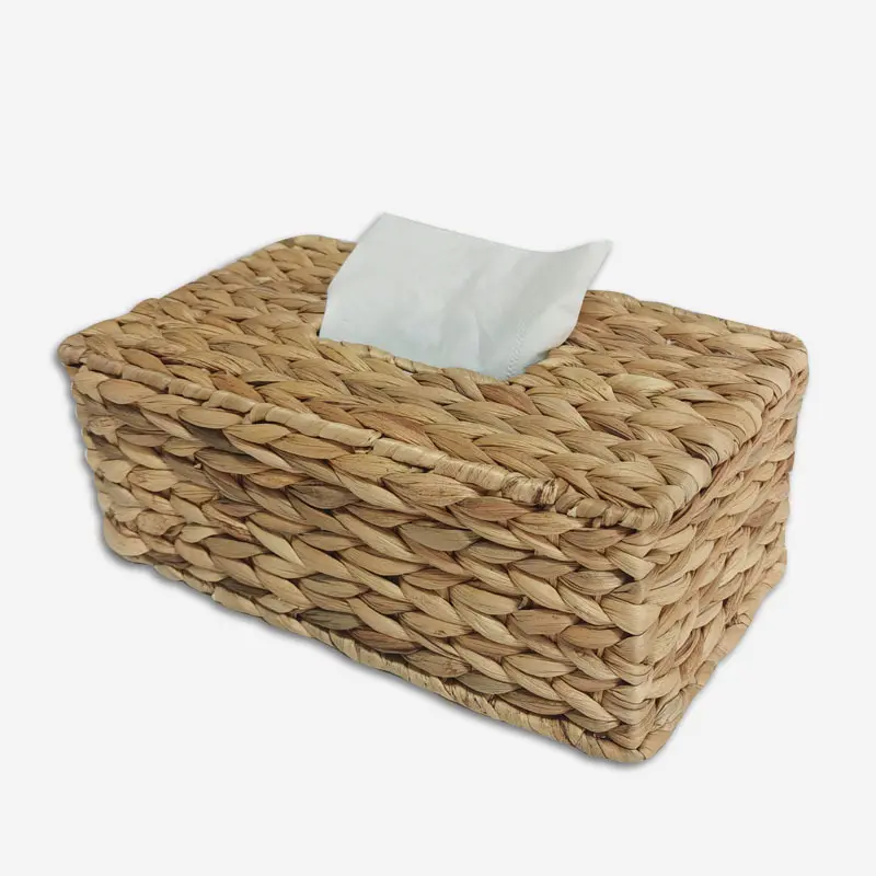 Water Hyacinth Woven Tissue Box Rattan Woven Lid Sanitary Paper Box Household Living Room Pumping Paper Box Storage
