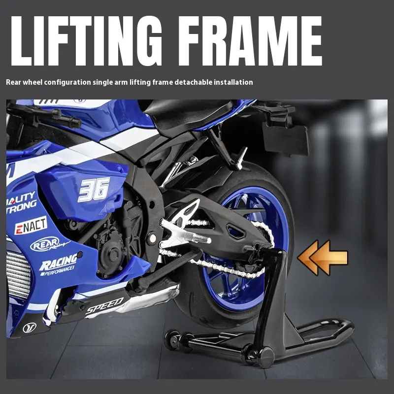 1/12 Yamaha R1M Toy Motorcycle Model Alloy Diecast with Shock Absorption Simulation Scale Motorcycle Model Toys for Kids Gifts