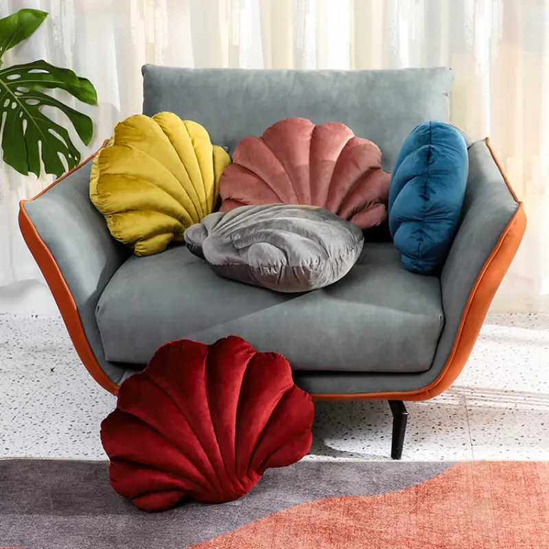Dutch Velvet Shell Cushion Light Luxury INS Solid Color Pillow for Home Sofa with Skin-friendly and Waist-supporting Design