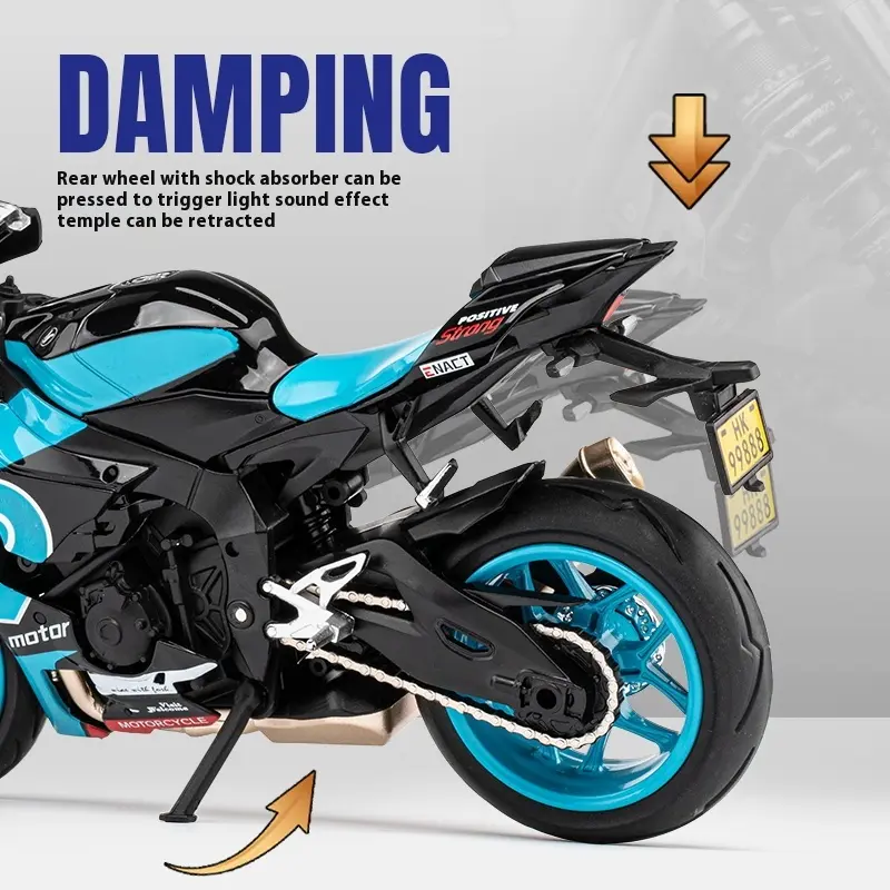 1/12 Yamaha R1M Toy Motorcycle Model Alloy Diecast with Shock Absorption Simulation Scale Motorcycle Model Toys for Kids Gifts