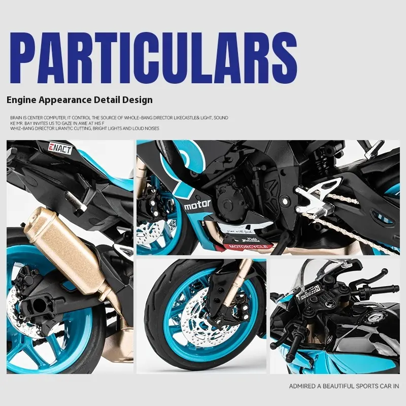 1/12 Yamaha R1M Toy Motorcycle Model Alloy Diecast with Shock Absorption Simulation Scale Motorcycle Model Toys for Kids Gifts