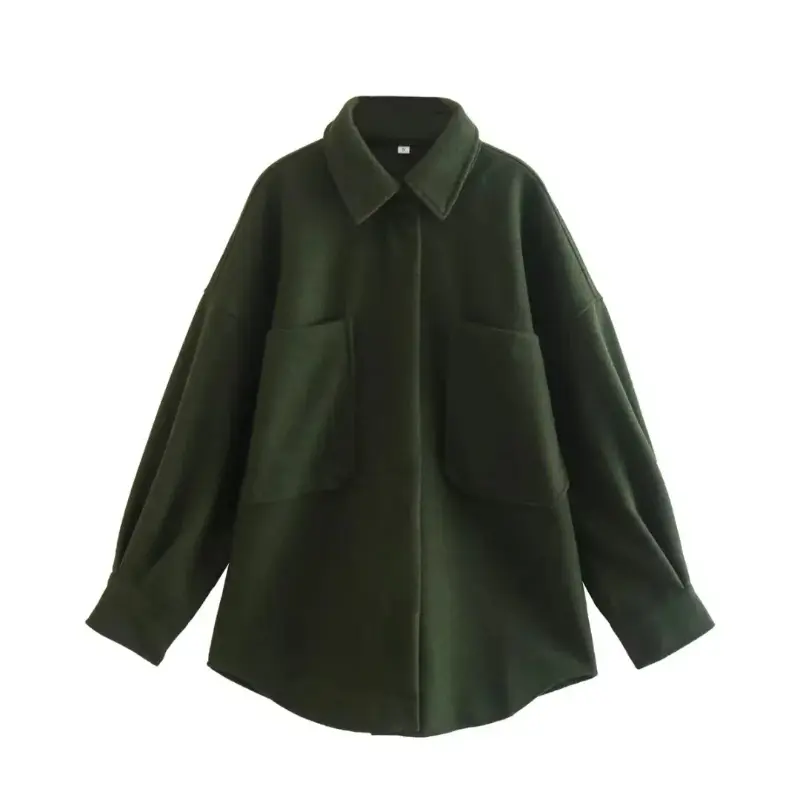 Ladies Brand Stylish Pockets Oversized Loose Jacket Coat Women Fashion Lapel Collar Long Sleeve Outerwear Chic Shirt Tops Female