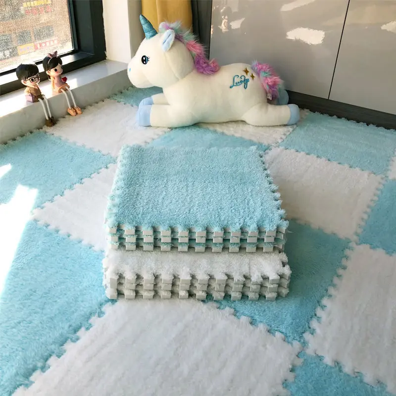 10pcs Soft Plush Children's Mat Baby Play Mat Baby Toys Eva Foam Puzzle Carpet in Children's Room Keep Warm Playmat