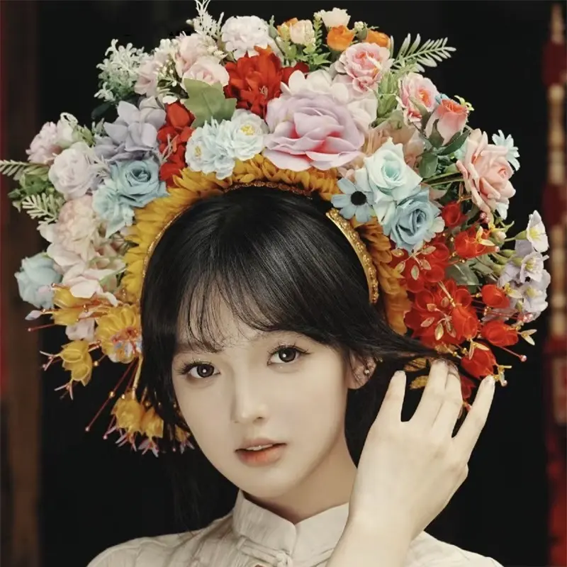 Zan Flower Handmade Garland Ornament High Appearance Artificial Flower Headwear Ideal Photography Accessory For Women's Travel