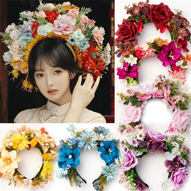 Zan Flower Handmade Garland Ornament High Appearance Artificial Flower Headwear Ideal Photography Accessory For Women's Travel