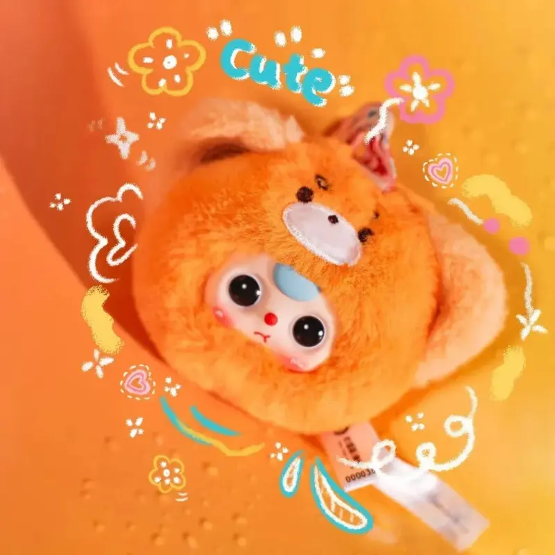 Baby Three Mini Animal Head Plush Blind Box Lovely Animas Model Doll Toy Decoration Pendant Backpack Birthday Mystery Keying Box