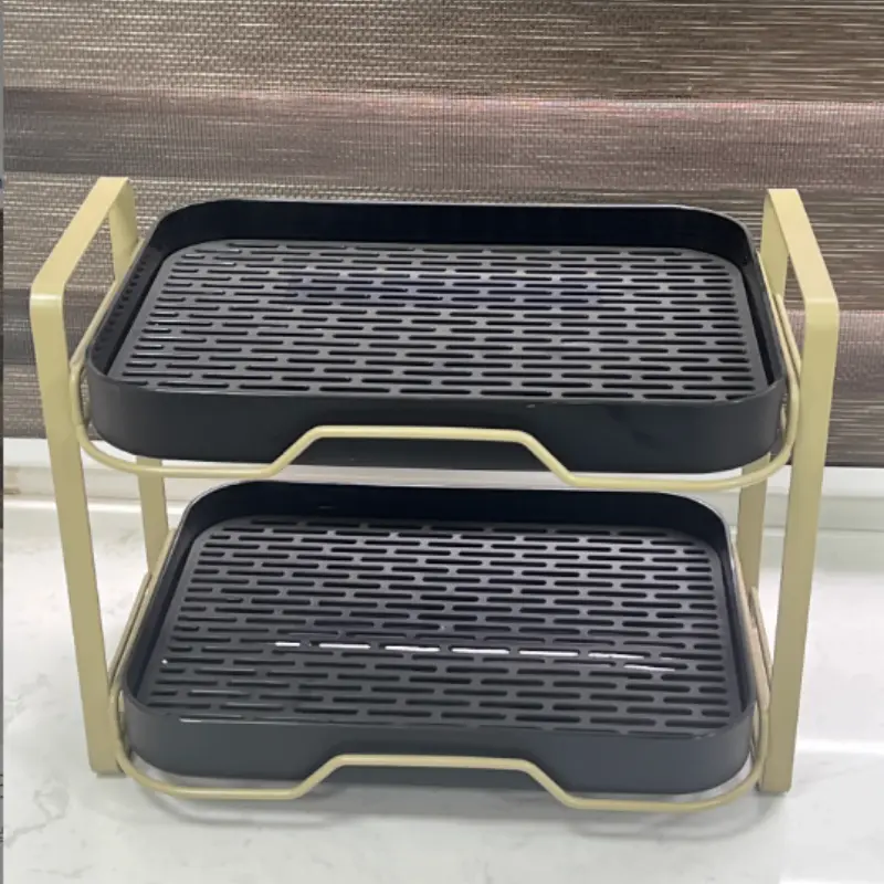 Cup Holder Wine Glasses Holder 2-Tier Cup Drying Rack with Drip Tray Multifunctional Standing Rack Tea Cup Coffee Cup Drain Tray
