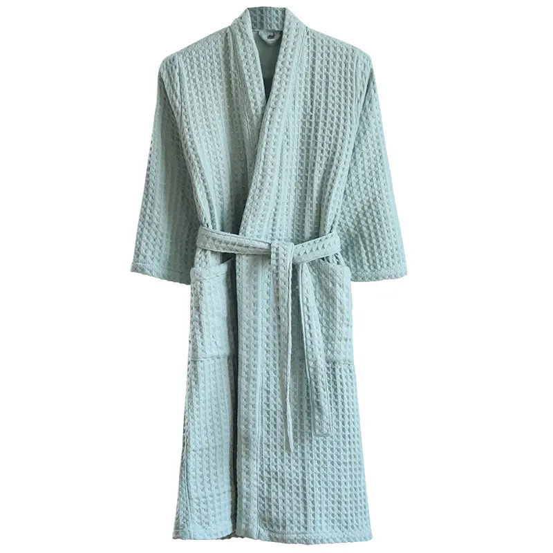 Children's Niche Pure Cotton Bathrobe Waffle Double Layered Thick Yukata Home Wear A-class Children's and Women's Pajamas
