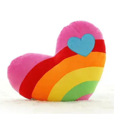 Creative Rainbow Loving Heart Cushion Sofa Pillow Cloud Heart-shaped Couple Fluffy Cushion Soft Plush Pillow Smooth Fabric