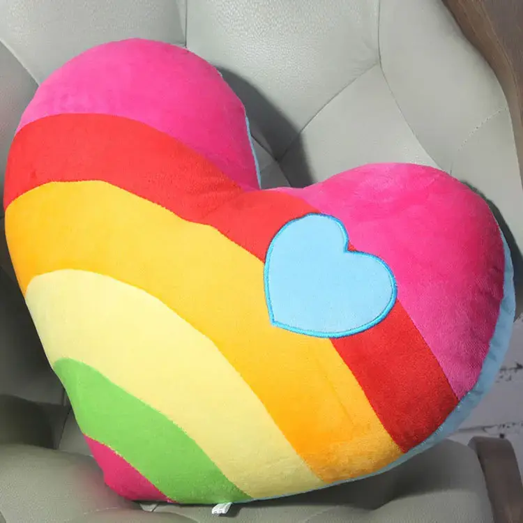 Creative Rainbow Loving Heart Cushion Sofa Pillow Cloud Heart-shaped Couple Fluffy Cushion Soft Plush Pillow Smooth Fabric