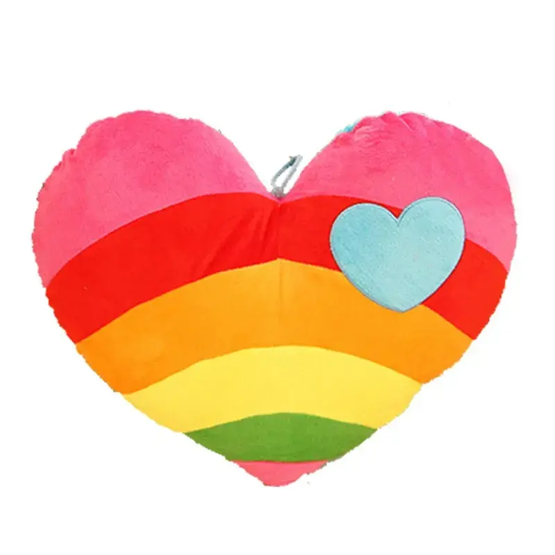 Creative Rainbow Loving Heart Cushion Sofa Pillow Cloud Heart-shaped Couple Fluffy Cushion Soft Plush Pillow Smooth Fabric