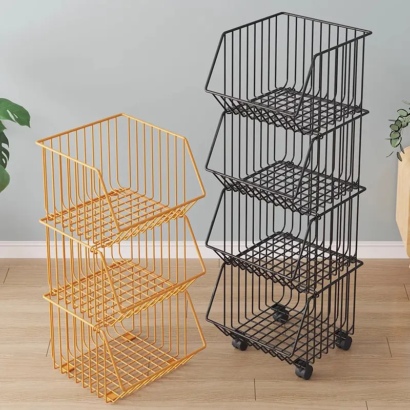 Multi Layer Movable Storage Basket Floor Mobile Rotate Kitchen Vegetable Bathroom Living Room Sundries Storage Rack Kitchen