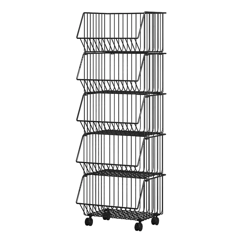Multi Layer Movable Storage Basket Floor Mobile Rotate Kitchen Vegetable Bathroom Living Room Sundries Storage Rack Kitchen