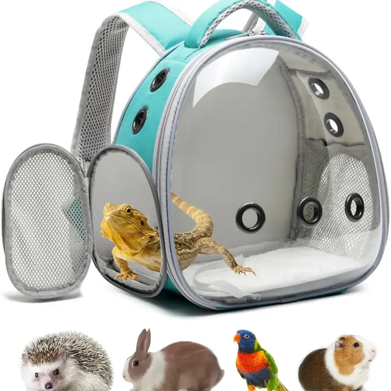 Portable Bird Travel Carrier Backpack with Rope Perch for Parrot Birds Cage Transparent Double Shoulder Gruinea Pig Backpack