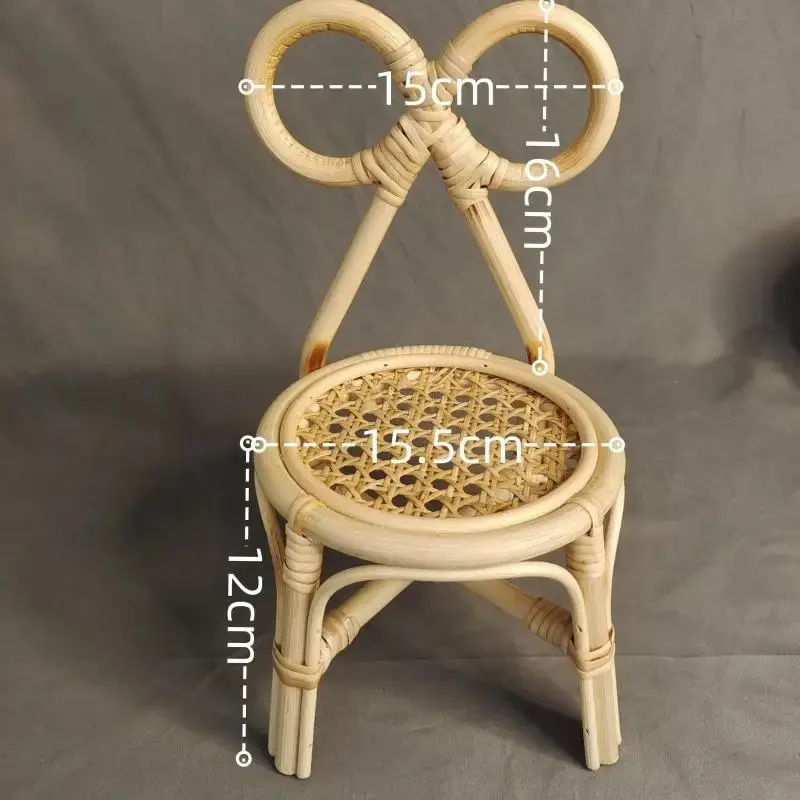 Handmade Woven Newborn Photography Rattan Wood Desks Chairs House Decor Baby Shooting Posing Accesories Girl Boy Model Toy