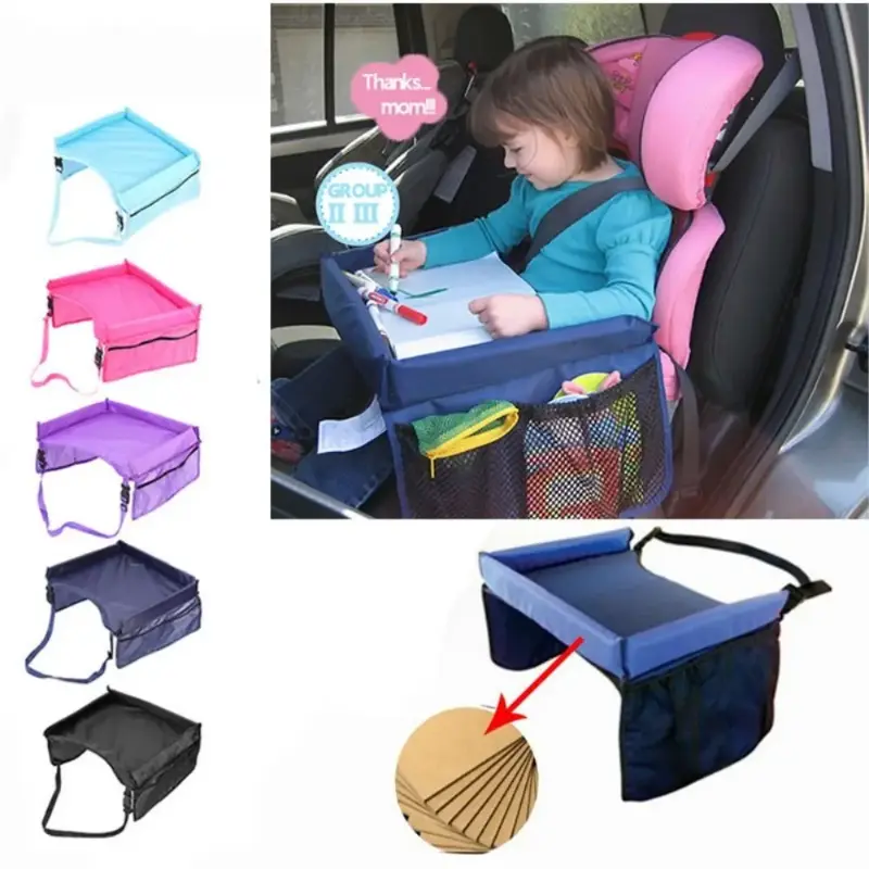 Waterproof Baby Car Seat Tray with Storage Kids Toy Holder Stroller Child Table Snack Tray Practical Baby Stroller Accessory