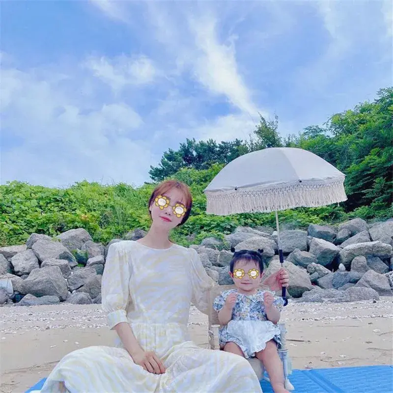 Ins Baby Beach Sunscreen Anti Ultraviolet Umbrella Children's Outdoor Stroller Protective Sunshade Umbrella Photographic Props