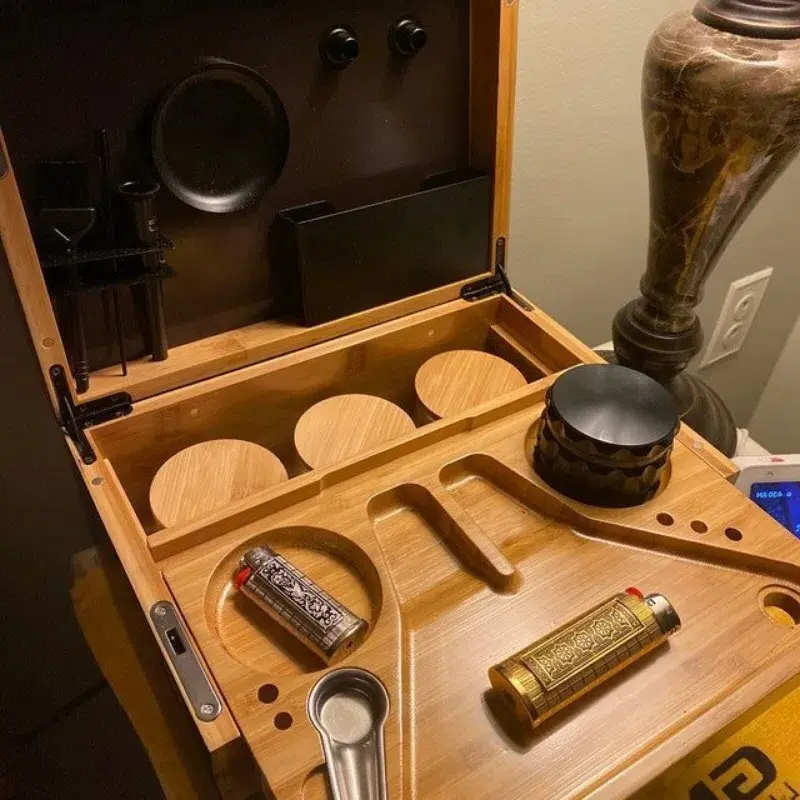 Bamboo Storage Box With Lock Candy Storage Box Movable Tray Tea Cigarettes Operationed Trays Cut Tobacco Reel Handmade BOX